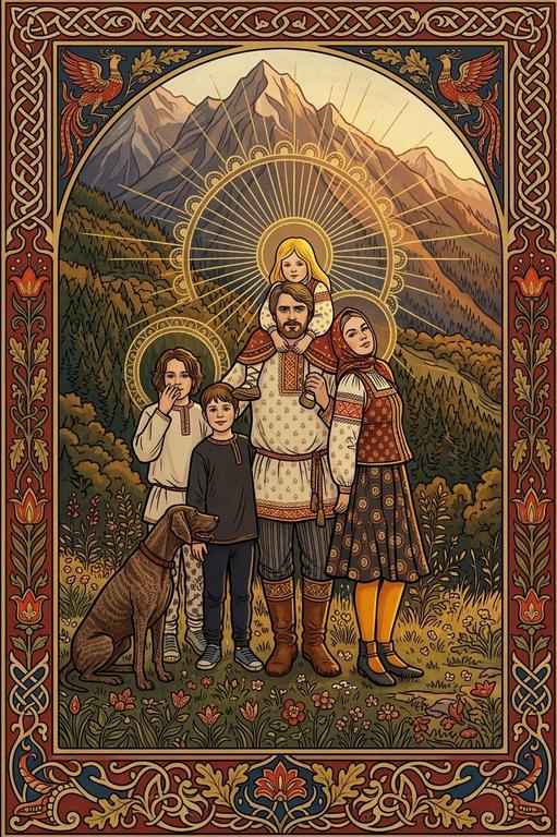 Семья в горах