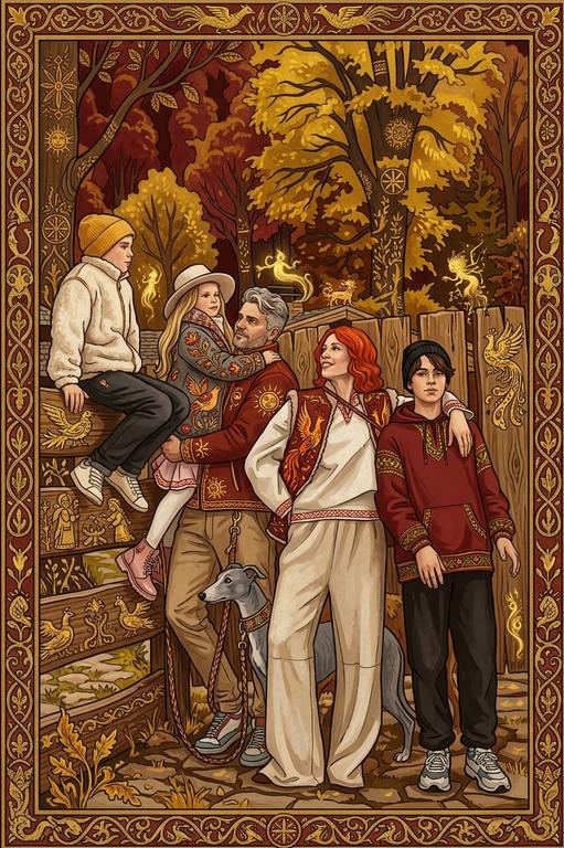 Семья у забора