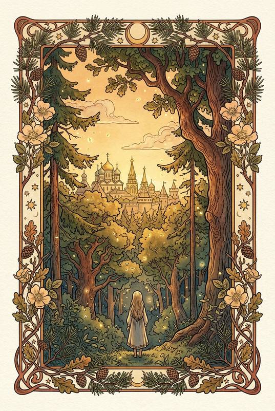Иллюстрация терапевтической сказки в стиле русского модерна