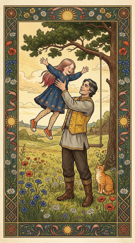 Папа и дочка на поляне